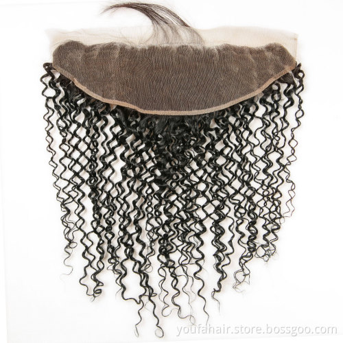 Brazilian 13x4 HD Lace Frontal Jc Kinky Curly Pre Plucked Natural Hairline with Baby Hair Ear to Ear Remy Human Frontal Closure